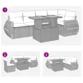 Salon de jardin 6 pcs avec coussins gris résine tressée