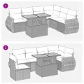 Salon de jardin avec coussins 7 pcs beige résine tressée