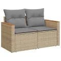 Salon de jardin avec coussins 5 pcs beige résine tressée acacia