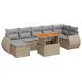 Salon de jardin avec coussins 8 pcs beige résine tressée