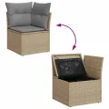 Salon de jardin avec coussins 8 pcs beige résine tressée