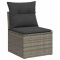 Salon de jardin avec coussins 10 pcs gris résine tressée acacia