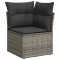 Salon de jardin avec coussins 10 pcs gris résine tressée acacia
