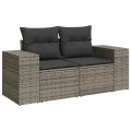 Salon de jardin avec coussins 10 pcs gris résine tressée acacia