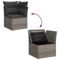 Salon de jardin avec coussins 10 pcs gris résine tressée acacia