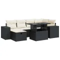 Salon de jardin 8 pcs avec coussins noir résine tressée