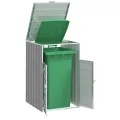 Rangement à roulettes pour poubelles pour bac unique gris acier