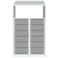 Rangement à roulettes pour poubelles pour bac unique gris acier