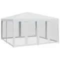 Tente de fête avec 8 parois latérales en maille blanc 4x4m PEHD