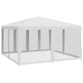 Tente de fête avec 8 parois latérales en maille blanc 4x4m PEHD
