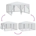 Tente de fête avec 8 parois latérales en maille blanc 4x4m PEHD
