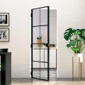 Porte d'intérieur Noir 76x201,5 cm Trempé verre aluminium fin