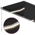 Auvent manuel rétractable avec store et LED 4,5x3 m Anthracite