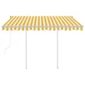 Auvent rétractable automatique et poteaux 3,5x2,5 m Jaune blanc