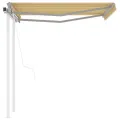 Auvent rétractable automatique et poteaux 3,5x2,5 m Jaune blanc