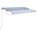 Auvent rétractable automatique et poteaux 3,5x2,5 m Bleu blanc