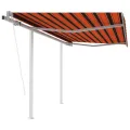 Auvent rétractable automatique poteaux 3,5x2,5 m Orange marron