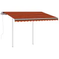 Auvent rétractable automatique poteaux 3,5x2,5 m Orange marron