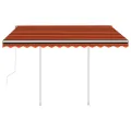 Auvent rétractable automatique poteaux 3,5x2,5 m Orange marron