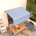 Auvent rétractable automatique avec store 3,5x2,5 m Bleu blanc