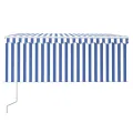 Auvent rétractable automatique avec store 3,5x2,5 m Bleu blanc