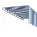 Auvent rétractable automatique avec store 3,5x2,5 m Bleu blanc