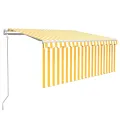 Auvent rétractable automatique avec store 3,5x2,5 m Jaune blanc