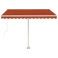 Auvent manuel rétractable avec LED 300x250 cm Orange et marron