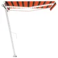 Auvent manuel rétractable avec LED 300x250 cm Orange et marron