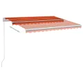 Auvent manuel rétractable avec LED 300x250 cm Orange et marron