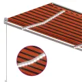 Auvent manuel rétractable avec LED 300x250 cm Orange et marron