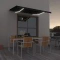 Auvent manuel rétractable avec LED 350x250 cm Anthracite