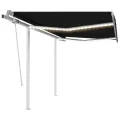 Auvent manuel rétractable avec LED 3,5x2,5 m Anthracite