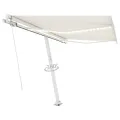 Auvent manuel rétractable avec LED 300x250 cm Crème