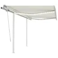 Auvent manuel rétractable avec LED 3x2,5 m Crème