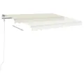 Auvent manuel rétractable avec LED 3x2,5 m Crème