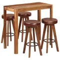 Ensemble de bar 5 pcs bois massif 115x56x107 cm