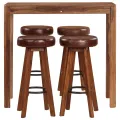 Ensemble de bar 5 pcs bois massif 115x56x107 cm