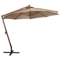 Parasol de jardin suspendu avec mât taupe bois de sapin massif
