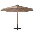 Parasol de jardin suspendu avec mât taupe bois de sapin massif