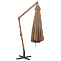 Parasol de jardin suspendu avec mât taupe bois de sapin massif