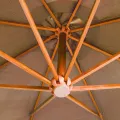 Parasol de jardin suspendu avec mât taupe bois de sapin massif