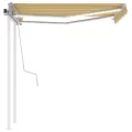 Auvent manuel rétractable avec LED 3,5x2,5 m Jaune et blanc