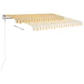Auvent manuel rétractable avec LED 3,5x2,5 m Jaune et blanc