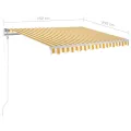 Auvent manuel rétractable avec LED 3,5x2,5 m Jaune et blanc