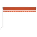 Auvent manuel rétractable avec LED 450x300 cm Orange et marron