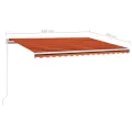 Auvent manuel rétractable avec LED 450x300 cm Orange et marron
