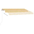 Auvent manuel rétractable avec LED 350x250 cm Jaune et blanc