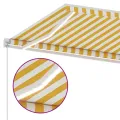 Auvent manuel rétractable avec LED 350x250 cm Jaune et blanc