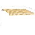 Auvent manuel rétractable avec LED 350x250 cm Jaune et blanc